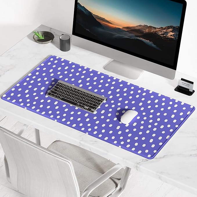 BOSOBO Large Mouse Pad, Desk Pad, XXL XL Extended Gaming Mouse Pad, Desk Mat for Office & Home, Long Keyboard Mat, Huge Mouse Pad, Desktop Full Cover 35.5 x 15.7 Inches, Minimalist Purple Polka Dots