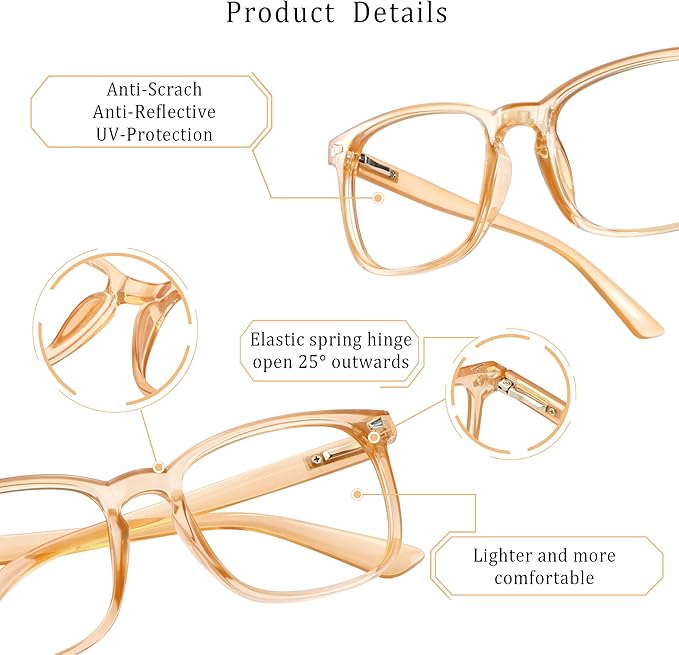 LifeArt 2 Pairs Blue Light Blocking Glasses with Spring Hinge, Computer Reading Glasses, Gaming Glasses, TV Glasses for Women Men (Navy&Champagne, +2.75 Magnification)