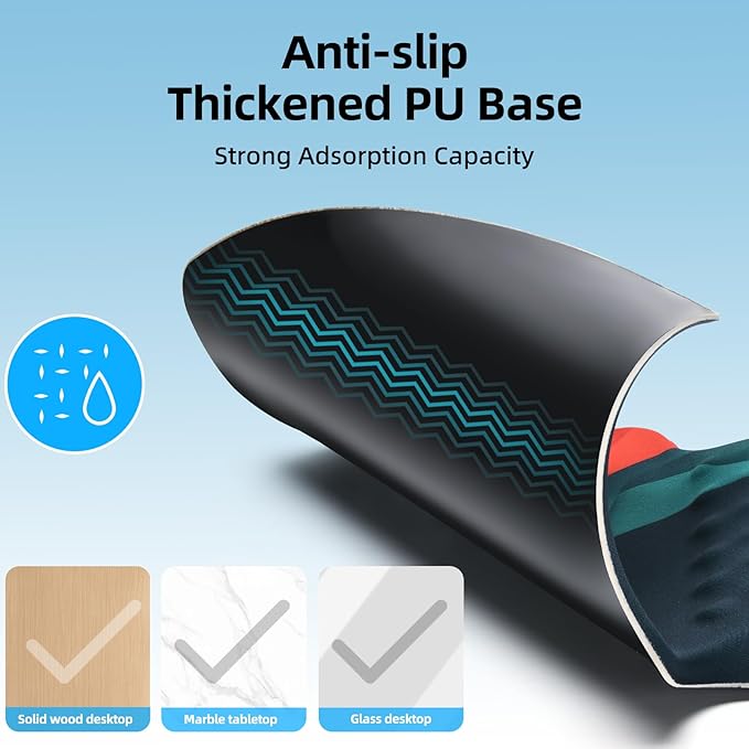TIDALSOIL Ergonomic Mousepad with Slow-Rebound Memory Foam Wrist Rest - Ultra Smooth Surface, Non-Slip Base, Desk Essential for Office, Design, Gaming, 9.4"x8.1"