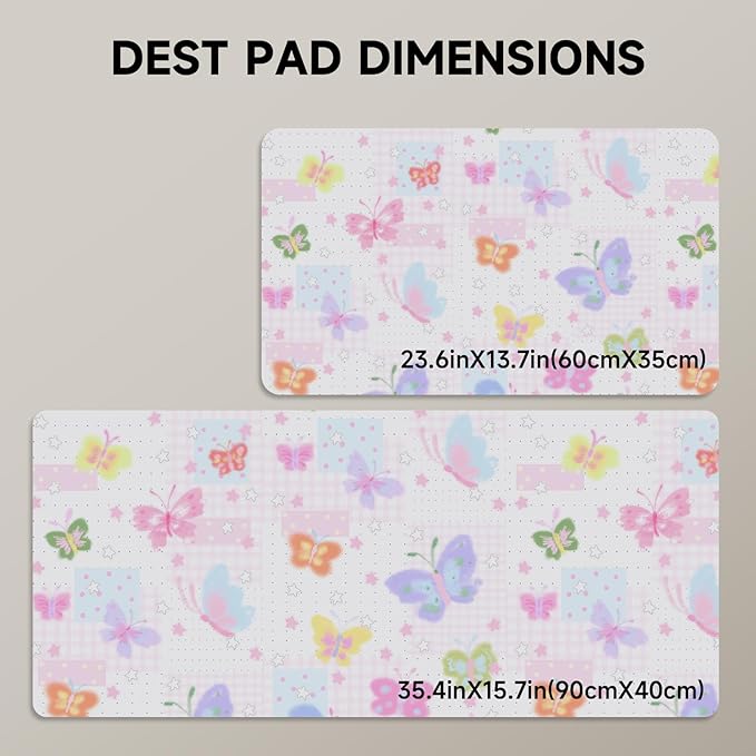 AUPET Leather Desk Pad Blotter Mat, Large Mouse Pad, Non-Slip Waterproof Desk Writing Pad Protector, Desk Decor for Office，Home，Gaming (Butterfly Fantasy, 35.4X15.7 inch)