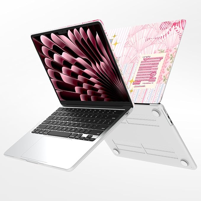G JGOO Compatible with MacBook Air 13 inch Case 2026 2025-2022 M5 A3449 M4 A3240 M3 A3113 M2 A2681, Hard Shell for MacBook Air 13.6 inch Case + Keyboard Cover +Screen Protector, Pink Lighthouse