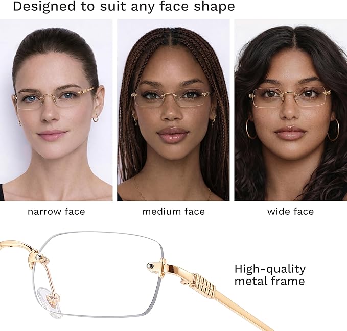 livho Blue Light Blocking Glasses for Women, Lightweight Metal Frame Computer Glasses, Anti Eye Strain, UV Protection