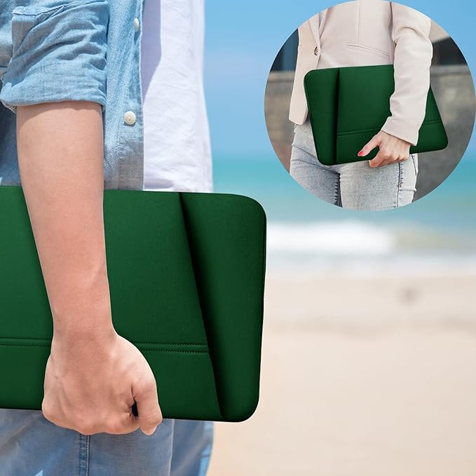 Laptop Sleeve 15.6 inch, Sturdy Portable Monitor Computer Laptop Case, Carrying Sleeve Bag 15.6'' with Pockets for MacBook PC Mac HP Lenovo Dell Asus Xbox Switch, Deep Green