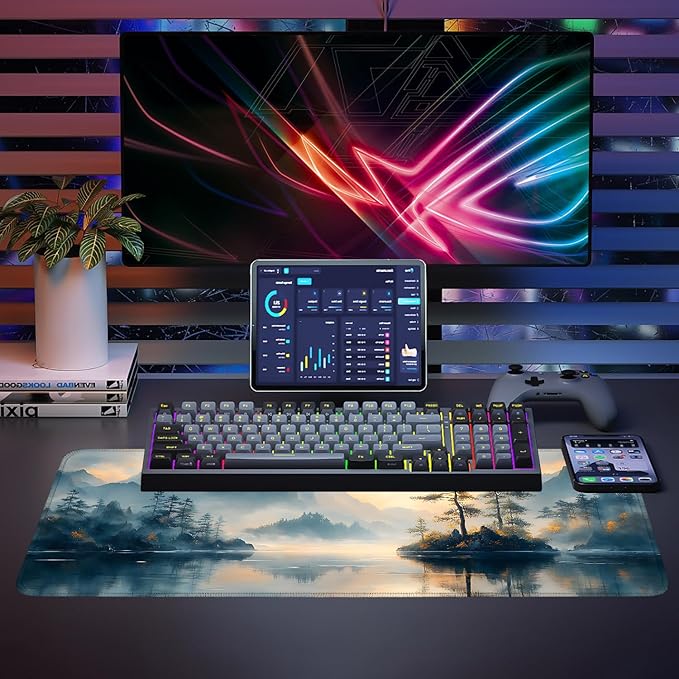 Mouse Pad, Large Anti-Slip with Stitched Edges Desk Mat Desktop Laptop Computer Desk Keyboard Mat,Table Protector Blotter Mat (mountainn, 31.5" x 11.8")