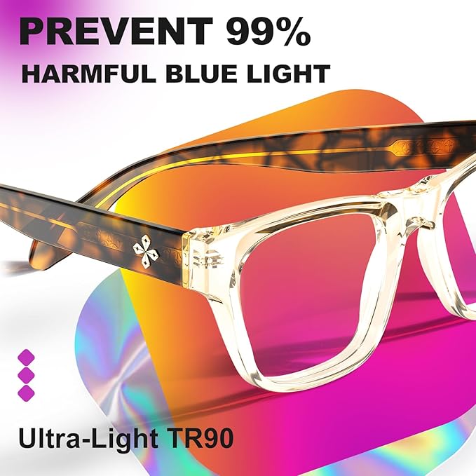 VISOONE Square Blue Light Blocking Glasses TR90 Clear Lens for Women Men BONA
