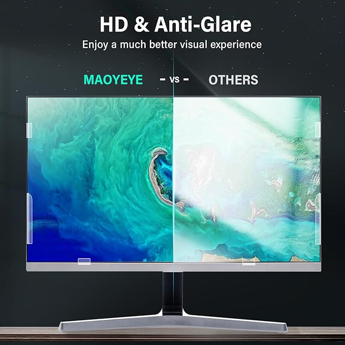 [2 Pack] 24 Inch Computer Privacy Screen for 16:9 Aspect Ratio Widescreen Monitor, Eye Protection Anti Glare Blue Light Computer Monitor Privacy Filter, Removable 24 in Protector Film