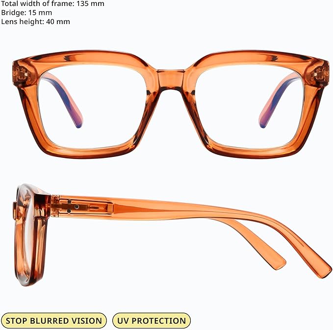 IBOANN Oversized Blue Light Glasses for Woman, Funky Fashion Glasses With Preppy Look, Reduce Screen Fatigue Computer Glasses