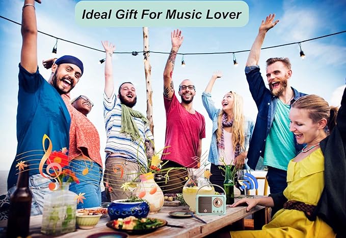 Dosmix Retro Bluetooth Speaker, Vintage Decor, Small Wireless Bluetooth Speaker, Cute Old Fashion Style for Kitchen Desk Bedroom Office Party Outdoor,Birthday Gifts for Women Teenage
