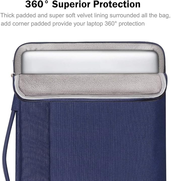 LANDICI 360°Laptop Sleeve Case 15.6 16 Inch Compatible with MacBook Pro 16 M1/M2/M3/M4 2019-2025, 15.6-16” Hp Dell Lenovo Acer Asus, Waterproof Computer Bag Cover with Handle, Blue