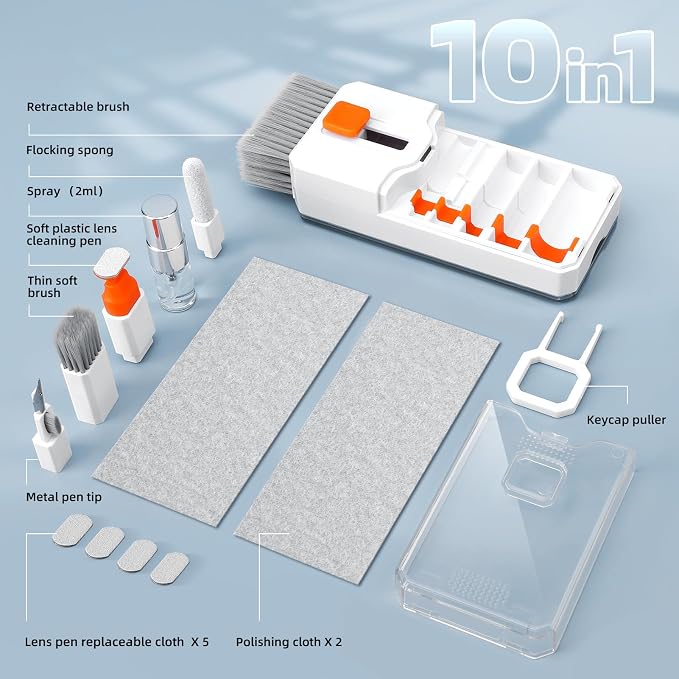 Keyboard Cleaning Kit Laptop Cleaner, All-in-1 Computer Screen Cleaning Brush Tool, Multi-Function PC Accessories Electronic Cleaner Kit Spray for iPhone iPad Macbook Earbud Camera Monitor with Patent - Image 8