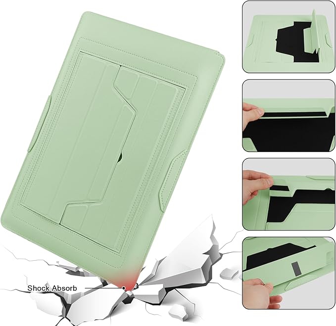 HoYiXi 15.6" Laptop Sleeve Case PU Leather with Stand Compatible with MacBook Pro 16/15.4'' MacBook Pro 15, Mac Air 15/ Dell, Matebook,Asus,15-16'' Laptop Bag,(Patent Pending),Green