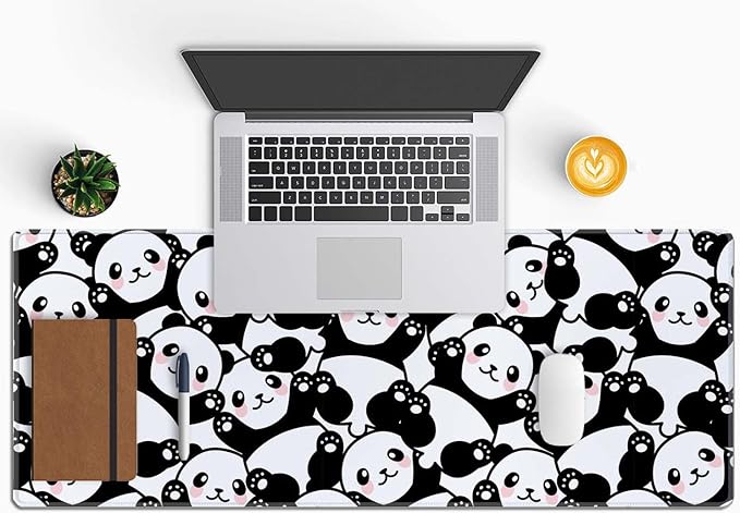 Cute Baby Panda Large Gaming Mouse Pad,Mouse Pad Gaming 31.5 x 11.8 in Mouse Mat Desk Pad,Large Desk Mat,Extended Keyboard Mousepad with Non-Slip Base and Stitched Edge for Desk Home Office