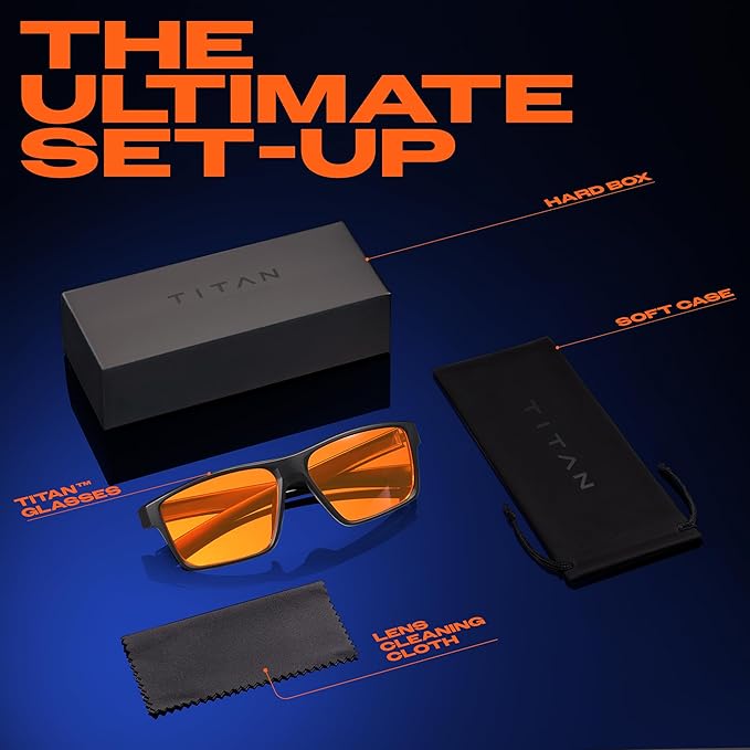 Titan Gaming Glasses, Blue Light Blocking, Night Driving Glasses for Men, Computer Protection, Gift for Gamers
