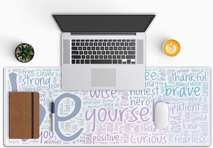 Be Yourself Large Gaming Mouse Pad for Desk, Desk Mat with Seamed Edges, Waterproof Desk Pad, Non-Slip Rubber Base, 31.5x11.8 Inch Keyboard Pad Computer Mat, Big XL Mousepad