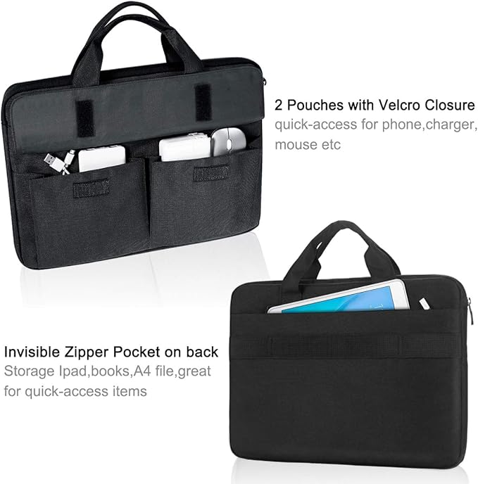 LANDICI Laptop Bag Case 13 14 inch with Shoulder Strap, Slim Waterproof Computer Sleeve Cover Compatible with MacBook Air 13/13.6 M1 M2 M3 M4, MacBook Pro 13/14, Chromebook 14, Black