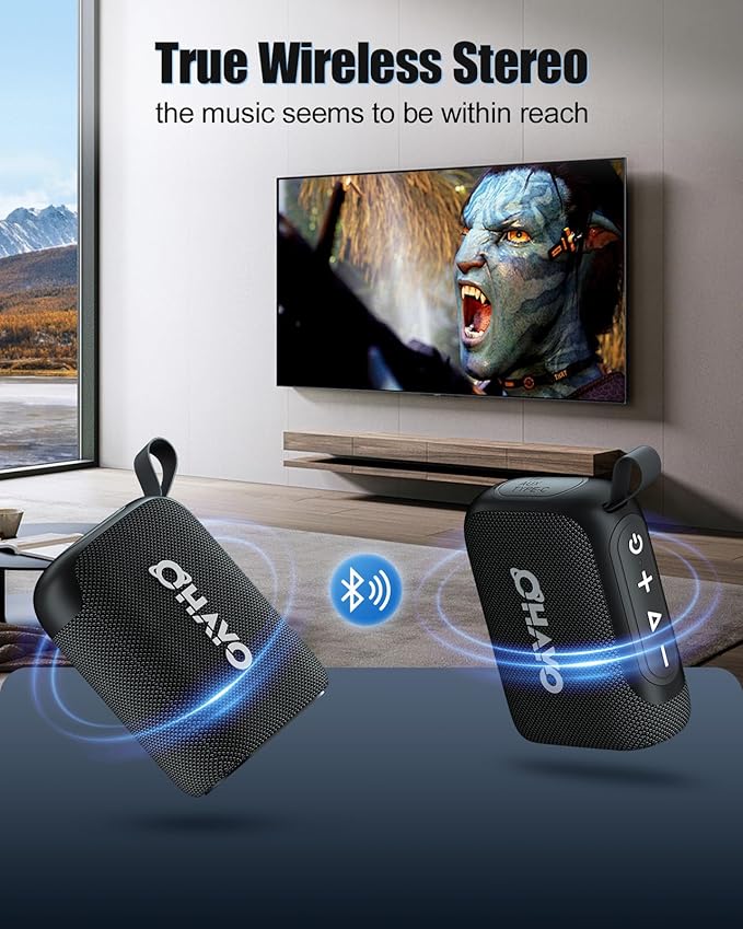 OHAYO Bluetooth Shower Speaker, IPX7 Waterproof, Portable Mini Speaker with Clip, Wireless, 24H Playtime, RGB Light, Powerful Sound and Punchy Bass, Electronics Gifts for Outdoors/Home/Office/Travel