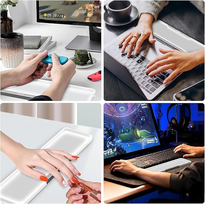 Acrylic Keyboard Wrist Rest Pro- Compact 60% Keyboard- Mechanical Keyboards Ergonomic Palm Rest for Computer Keyboard,Anti-Slip Base,Wrist Pad for Laptop,Office & Home-Easy Typing,Silver