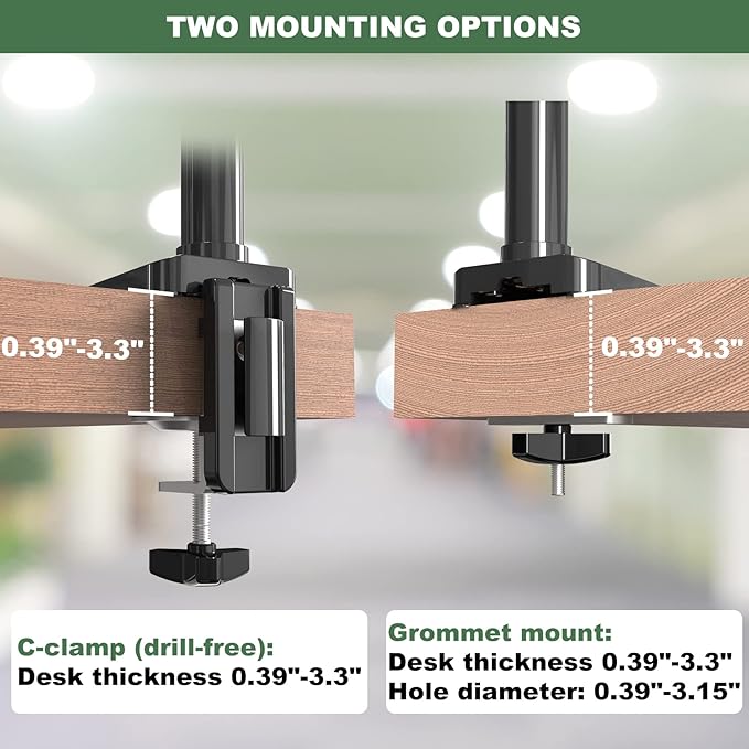 UPGRAVITY Triple Monitor Desk Mount for Three Flat/Curved Computer Screens up to 27 inch, Fully Adjustable Gas Spring Triple Monitor Arms Hold up to 17.6lbs, VESA 75x75/100x100mm
