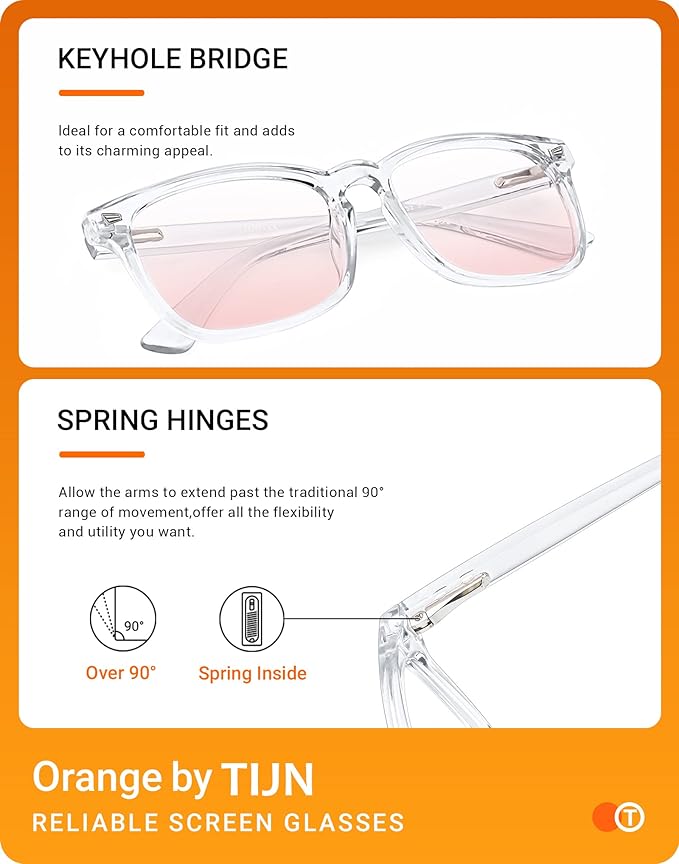 TIJN Blue Light Blocking Glasses for Women Men Square Frame Nerd Eyeglasses Anti Blue Ray Computer Screen Glasses