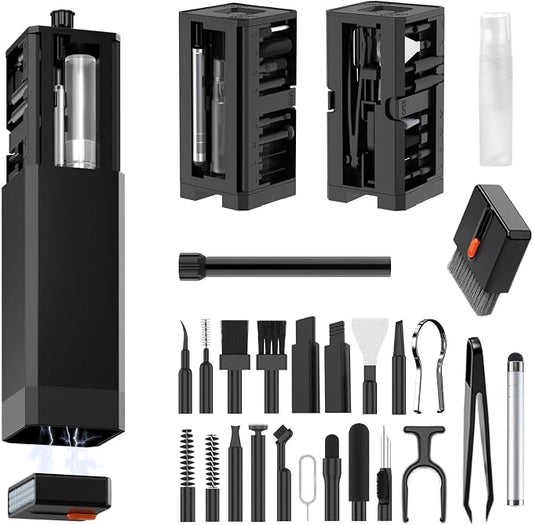 DAPOWER 32-in-1 Keyboard Cleaning Kit for MacBook Laptop Computer, Earbud Cleaner Kit for Airpod Earphones, Multi-Function PC Electronic Cleaner Kit for iPhone Cell Phone Camera (Black) by DAPOWER