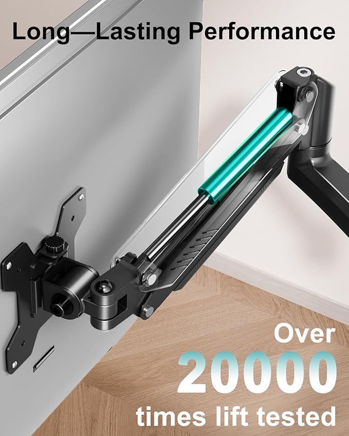 Dual Monitor Stand for 2 Screens up to 32 inch, Vertical Stacked Dual Monitor Mount, Full Motion Adjustable Tall Double Monitor Desk Mount, Each Arm Holds 4.4-22lbs, VESA 75/100mm, Black, Freelift