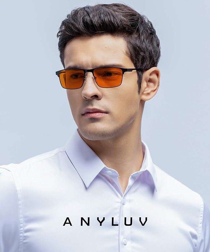 ANYLUV Blue Light Glasses for Men/Women, Lightweight Blue Light Blocking Glasses, Anti-Eye Strain Computer Glasses for Gaming