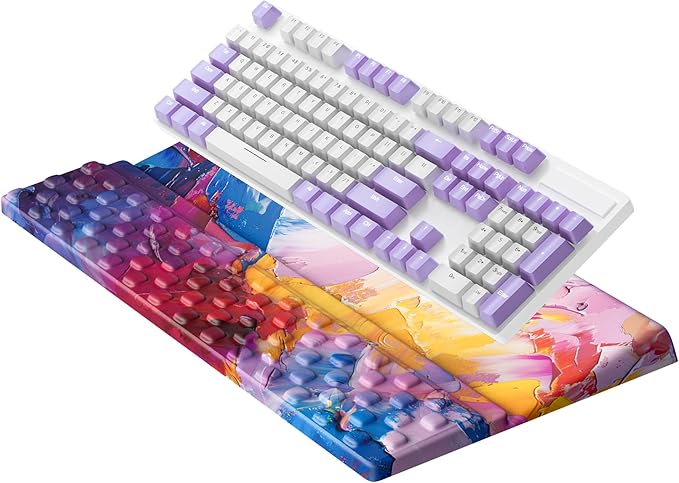 Ospelelf Keyboard Wrist Rest, Ergonomic Memory Foam Wrist Support for Typing & Gaming, Tilted Keyboard Pad, Aesthetic Desk Accessories for Office, Relief for Carpal Tunnel & Wrist Pain, Multicolored