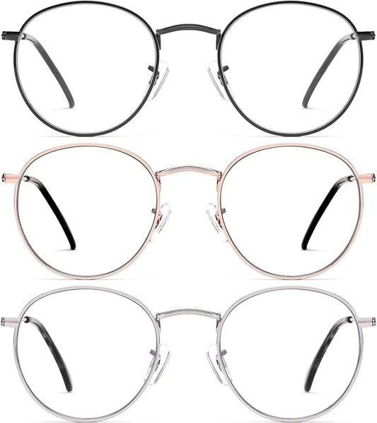 Round Blue Light Blocking Glasses for Men Women, Circle Metal Wire Rimmed Frame Glasses Anti Glare & UV RF5002