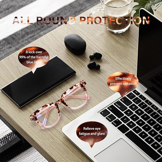 OPTOFENDY Oversized Blue Light Blocking Glasses for Women, Fashion Square Computer Eyeglasses