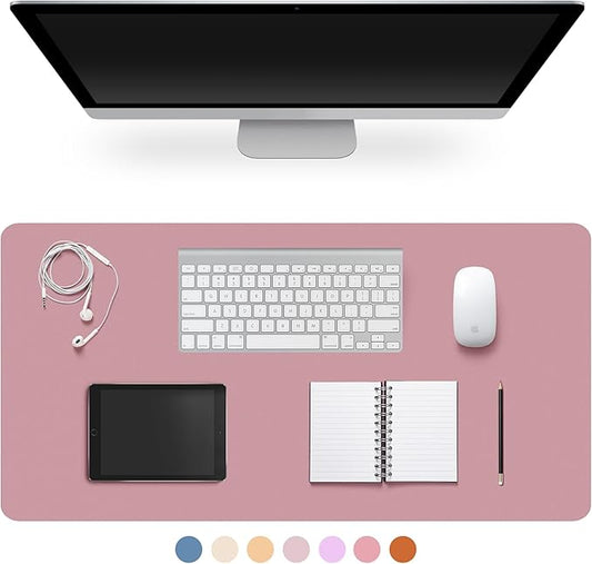 Leather Desk Pad Protector,Non-Slip Desk Pad,on-Slip PU Leather Large Mouse Pad,Easy Clean Desk Protecor Mat,Writing Pad for Office Work/Home/Decor(Purple Pink, 35.4" x 17")