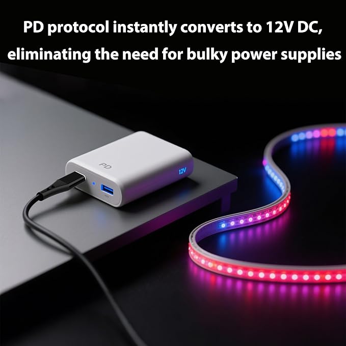 USB C to DC 5V to 12V Step Up Power Cable,5.5mmx2.5mm Power Cable and 3.5mmx1.35mm Adapter，PD Trigger to 12V 3A Output，for Router, LED Light, Camera，Work with PD Charger/Power Bank，3.3FT