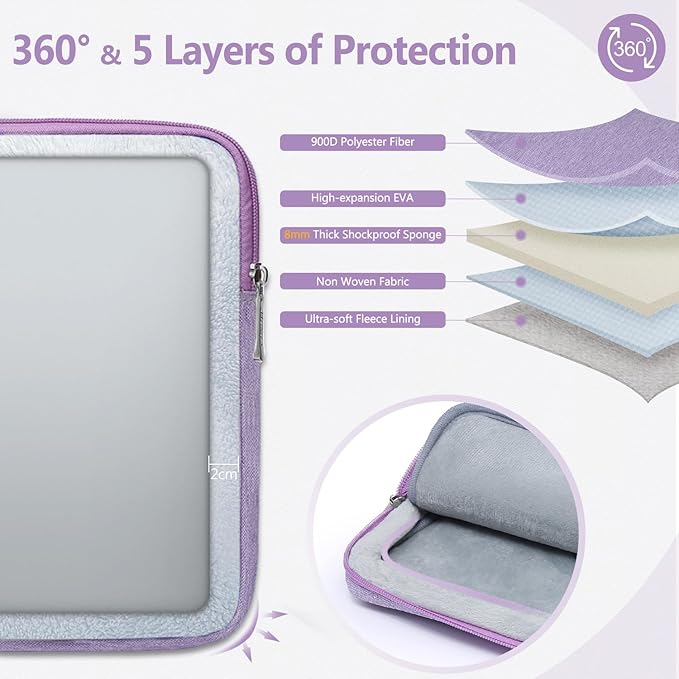 HYZUO 14-15 Inch Laptop Sleeve Bag Set for MacBook Air 15 M5 A3448 M4 M3 M2 2026-2023, MacBook Pro 15, XPS 14/15 Plus, 15" Surface Laptop, Notebook Case for 14" HP Lenovo Asus Acer, Lilac Purple