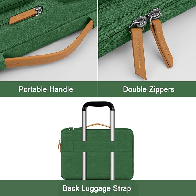 MOSISO 360 Protective Laptop Shoulder Bag,15-15.6 inch Computer Bags Compatible with MacBook Pro 16 inch, HP, Dell, Lenovo, Asus Notebook,Side Open Messenger Bag with 4 Zipper Pockets, Jungle Green