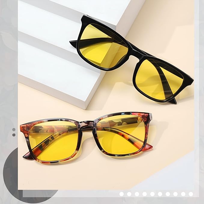 Polarized Sunglasses for Women Men, Night Driving Glasses Anti Glare Yellow Lens UV 400 for Day Night Use