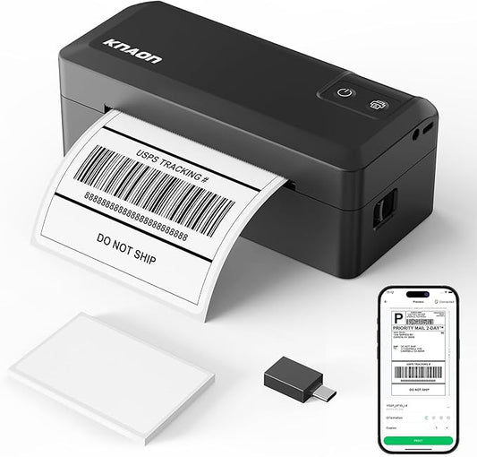 Shipping Thermal Label Printer, 4x6 Portable Label Printer, Bluetooth Label Maker for Small Business, Support iPhone,Android,Windows,Mac,Chromebook,Works with USPS, Etsy,Shopify&More, Black