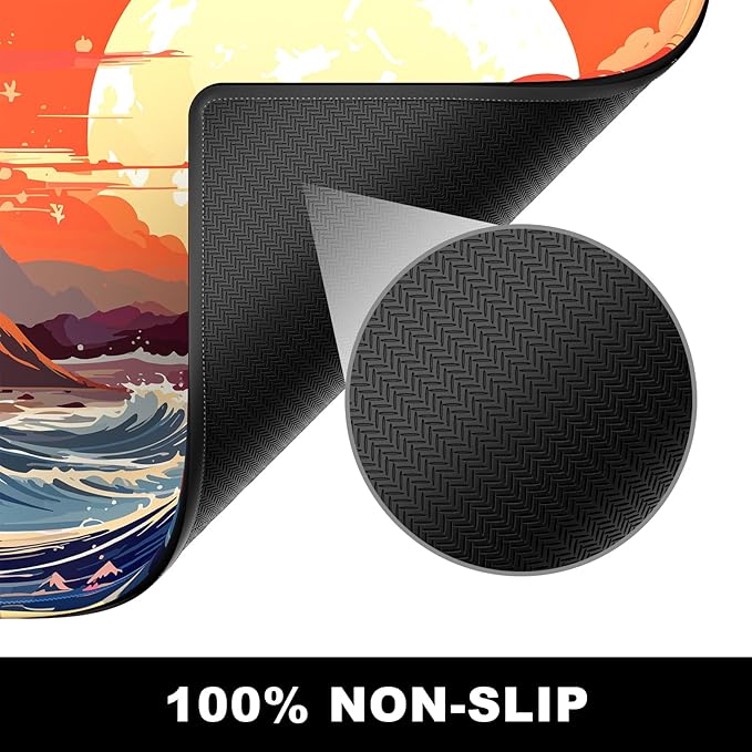 BOSOBO Large Desk Mat, Extended Gaming & Office Home Mat, Long Keyboard Mat, Desktop Full Cover 31.5 x 11.8 Inches, Anime Japan Kanagawa Wave