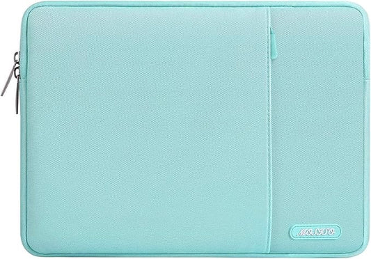 MOSISO Laptop Case 16 inch, 15-15.6 inch Laptop Sleeve Compatible with MacBook Pro 16 M5 M4 M3 M2 M1, HP Acer Dell Lenovo ASUS, Polyester Vertical Computer Sleeve Bag with Pocket, Mint Blue