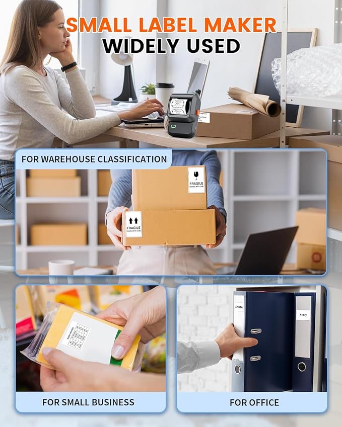 Label Maker with 3 Tapes, M100 Address Barcode Label Printer, Versatile App with 4000 Icons and 300 Templates, Bluetooth Thermal Label Printer for Small Business, Office, Home, School, Black