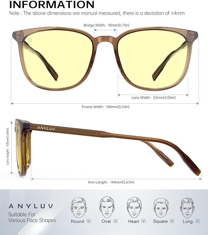 ANYLUV Blue Light Glasses for Woman Men, Womens Blue Light Blocking Glasses Computer Glasses Anti Eyestrain