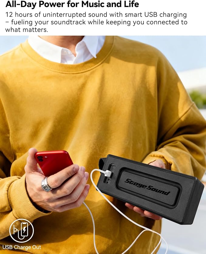 Bluetooth Speaker, StageSound Retro Speaker Wireless, Portable Loud Speaker with Bass Boost, 80W, IP67 Waterproof, LED Lights, TWS Pairing, 12H Playtime, TF/AUX/USB Play for Party, Home, Outdoor, Gift