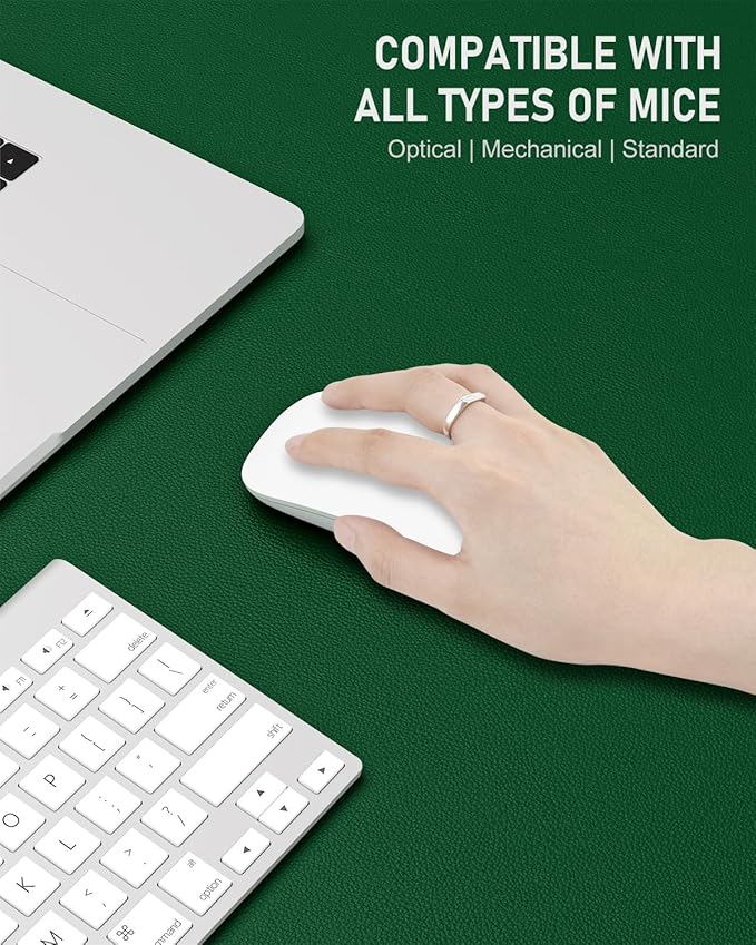 Desk Pad, 35.5" x 17" PU Leather Non-Slip Desk Mat Large Mouse Pad for Desktop, Waterproof Laptop Computer Writing Mat for Office, Home, Work, Gaming, Dark Green