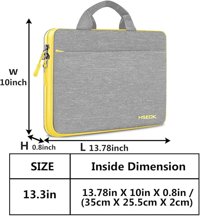 Hseok Laptop Sleeve 13-14 Inch Case Briefcase Compatible with MacBook Neo Pro 14 M5/M4/M3/M2/M1, All Models 13.3 Mac Air/Pro, XPS 13 14, Most Popular 13"-14" Notebooks,L01G01