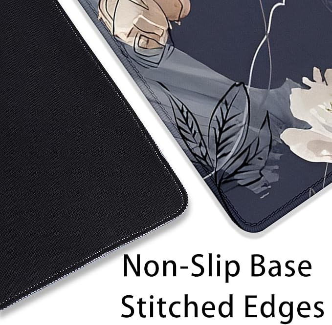 Watercolor Peony Desk Pad Mouse Pad,Floral Extended Large Gaming Mouse Mat with Stitched Edges,Non-Slip Waterproof Rubber Base Mousepad for Office Work Home Desk Mat(27.5X11.8 in)