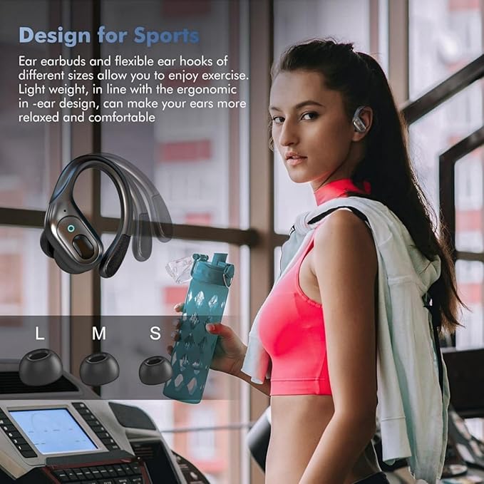 Wireless Earbuds, Sports Bluetooth Headphones, 75Hrs Playtime Ear Buds with LED Power Display, Noise Canceling Headset, IPX7 Waterproof Earphones for Workout/Running