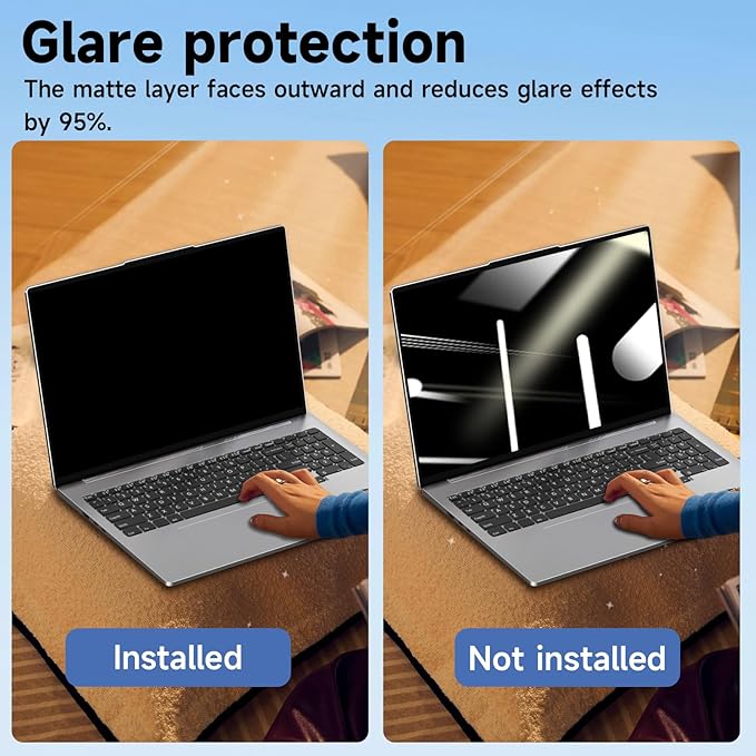 Laptop Privacy Screen 14 Inch 16:10 Aspect Ratio, Removable Laptop Screen Privacy Shield Compatible with Lenovo Hp Dell Acer Asus Thinkpad Envy Xps, Anti Glare Blue Light Computer Filter Protector
