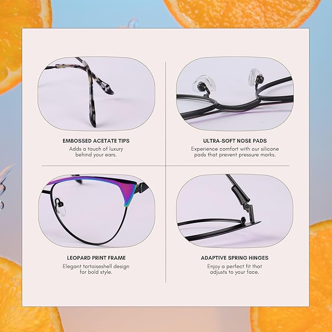 Blue Blockers Glasses for Women, Bluelight Glasses with Cat Eye Frame for Style, Comfort, Eye Strain Relief (Cat Eye, black)