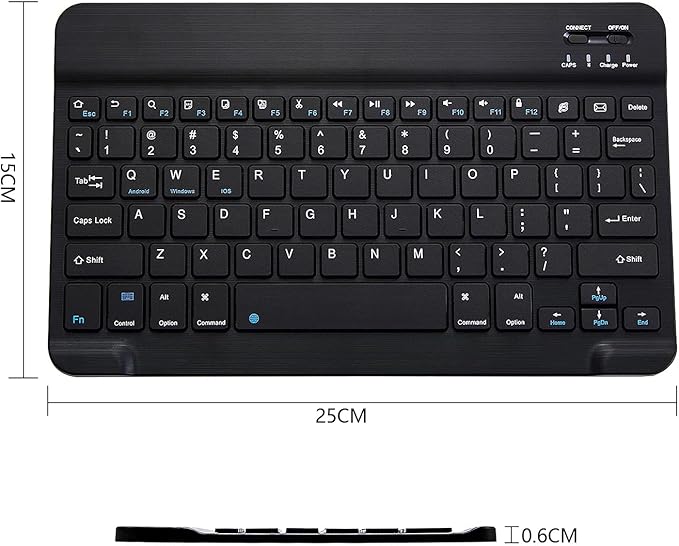 Ultra-Slim Bluetooth Keyboard Portable Mini Wireless Keyboard Rechargeable for Apple iPad iPhone Samsung Tablet Phone Smartphone iPadOS iOS Android (10 inch Black)