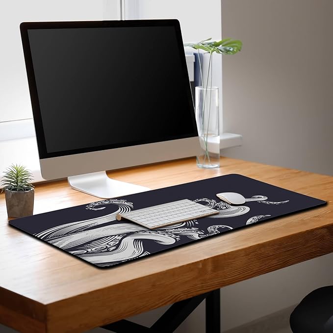 Game Mat Black Gaming Mouse Pad Extra Large Mouse Pads Computer Desk Accessories for Men Computer Mats Mousepad XXL Non-Slip Rubber Base 35.4 X 15.7 for Game Office, Octopus