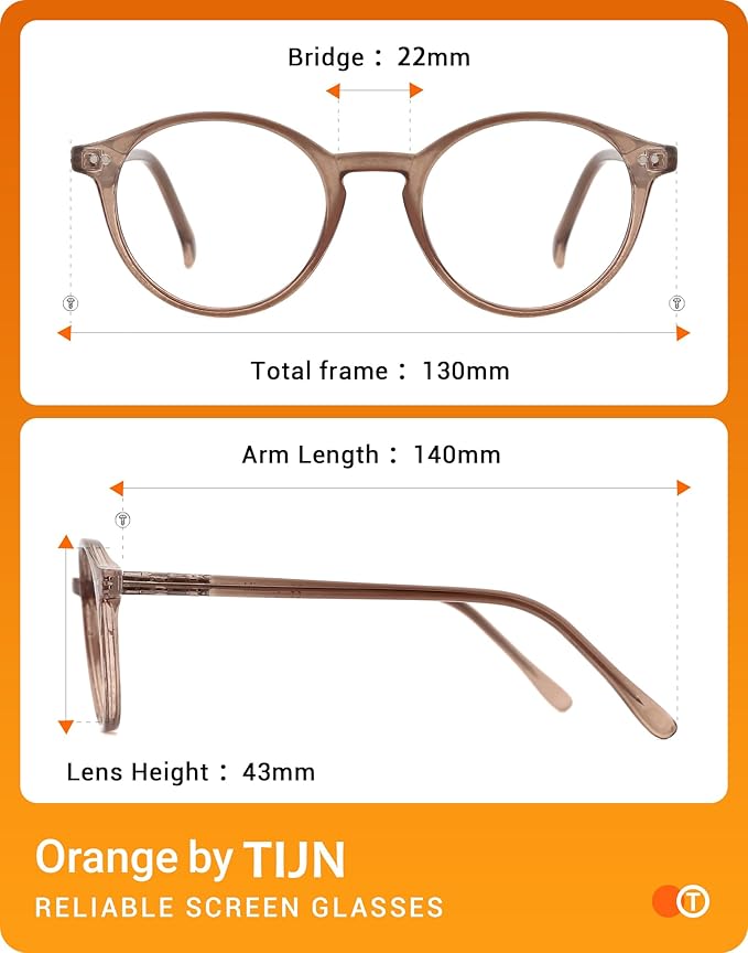 TIJN Blue Light Blocking Glasses Men Women Vintage Thick Round Rim Frame Eyeglasses