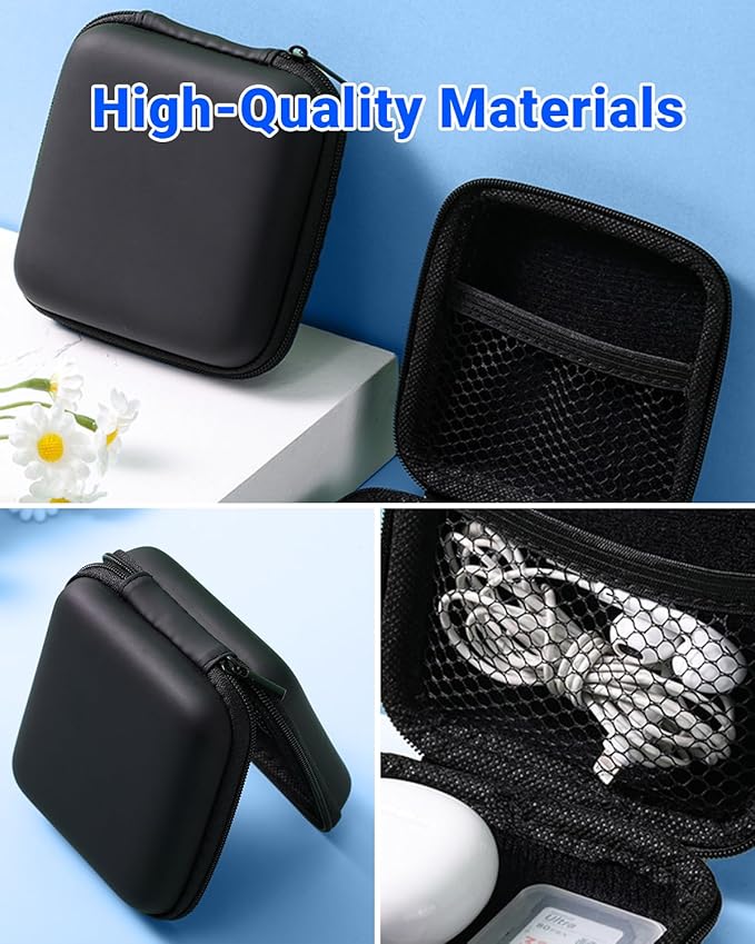 Small Waterproof Tech Organizer Pouch (3.86x3.86x1.5in) - Compact Travel Storage Bag for Chargers, Cables & Gadgets, Internal Space 3.31x3.31x1.18in (Black)